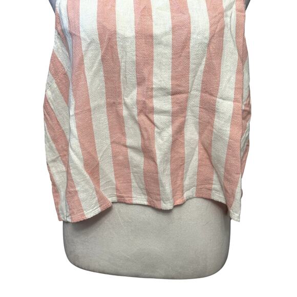 Abound Crop Tank Top Striped Sleeveless Pullover Linen Blend White Pink W L NWOT - Picture 3 of 8